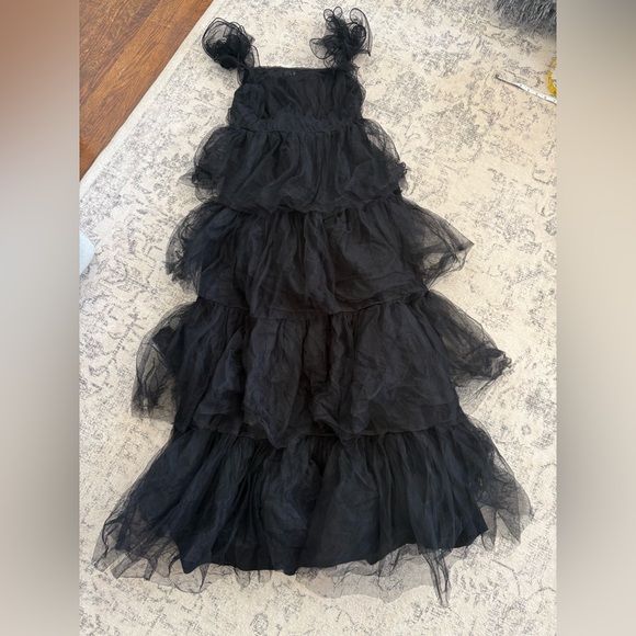 Lulus Tulle For Love Black Mesh Tulle Tiered Ruffled Maxi Dress Size XL Formal - Picture 3 of 10